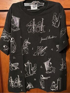 Original Vintage 1990s James Thurber Wildwood AOP Jazz instrument shirt
